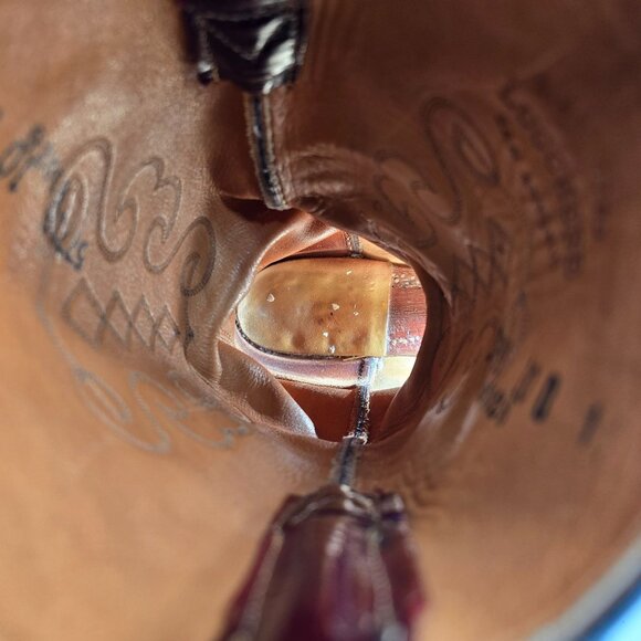 Lucchese San Antonio Exotic Mens 10D Black Cherry Ostrich Cowboy Western Boots - Picture 7 of 14